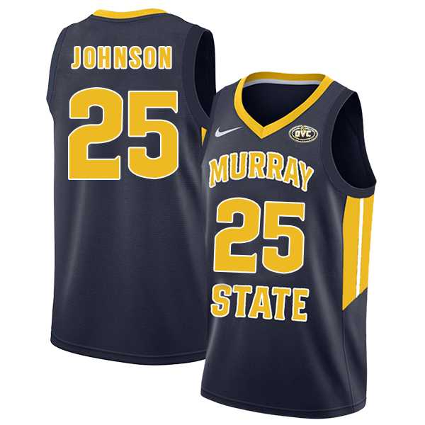 Murray State Racers #25 Jalen Johnson Navy College Basketball Jersey